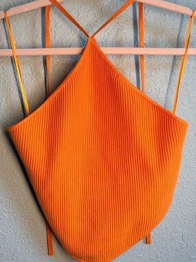 House of Harlow 1960 Ribbed Halter Tank Strappy Open Back Size Large